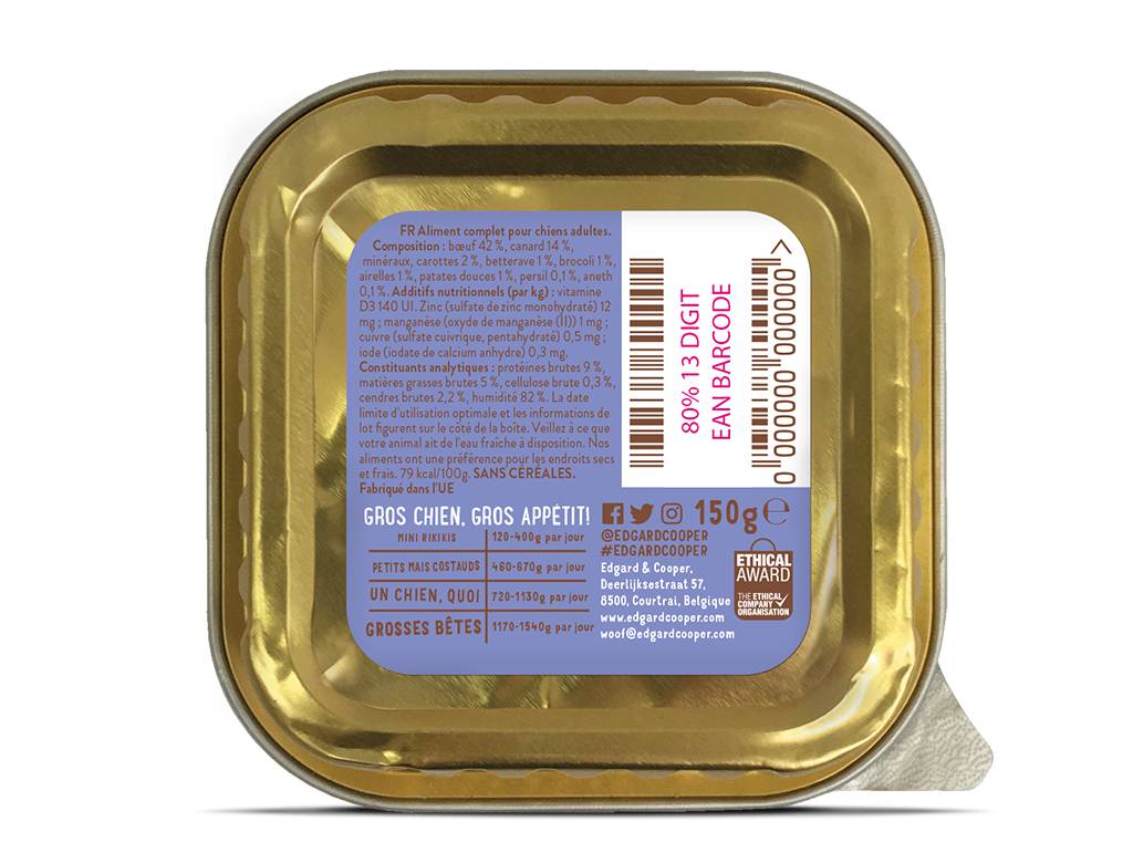 Edgard & Cooper - Comida húmeda para perros adultos sin cereales de res y pato 150 g - Edgard & Cooper - Imagen 3