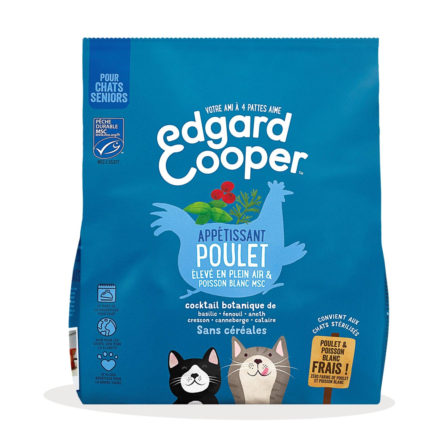 Edgard & Cooper - Croquetas Gato Senior Sin Cereales Pollo/Pescado Fresco 1,75 kg - Imagen 1