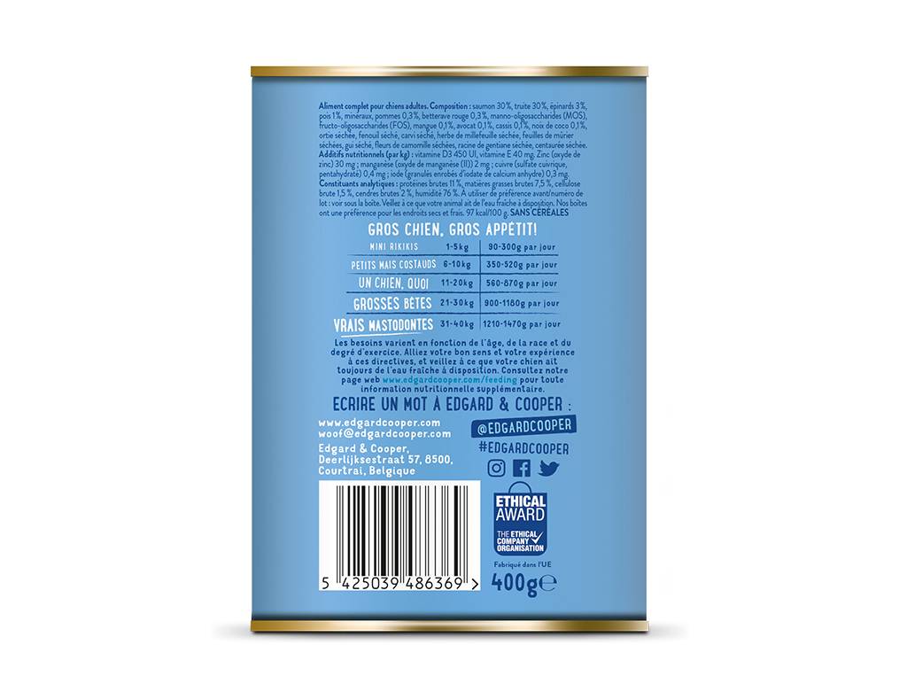 Edgard & Cooper - Pâtée Naturelle - Chien Sans Céréales Saumon/Truite frais 400 g - Image 6