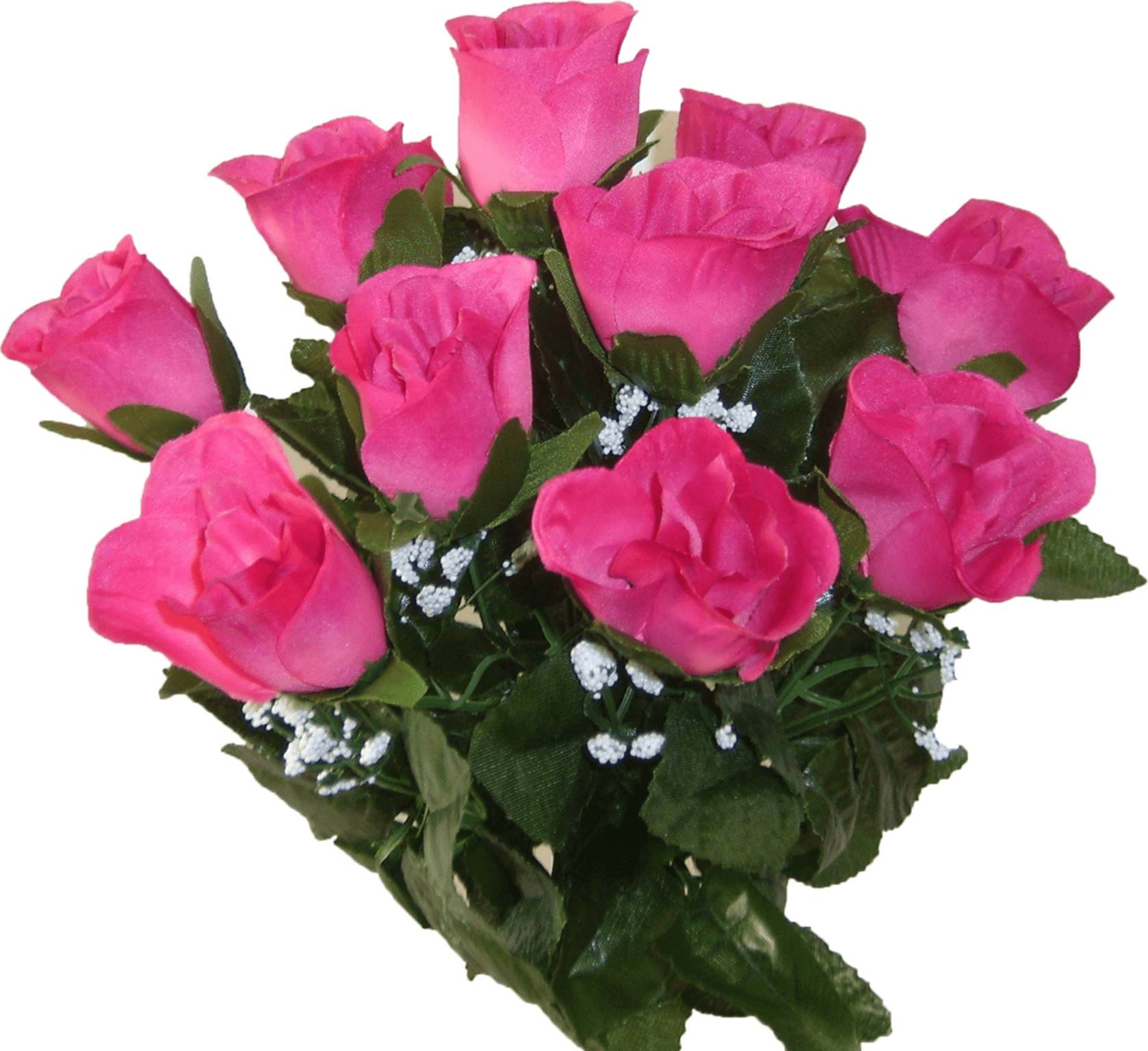 Piquet de roses boutons roses artificielles Ø.25 x H.36 cm