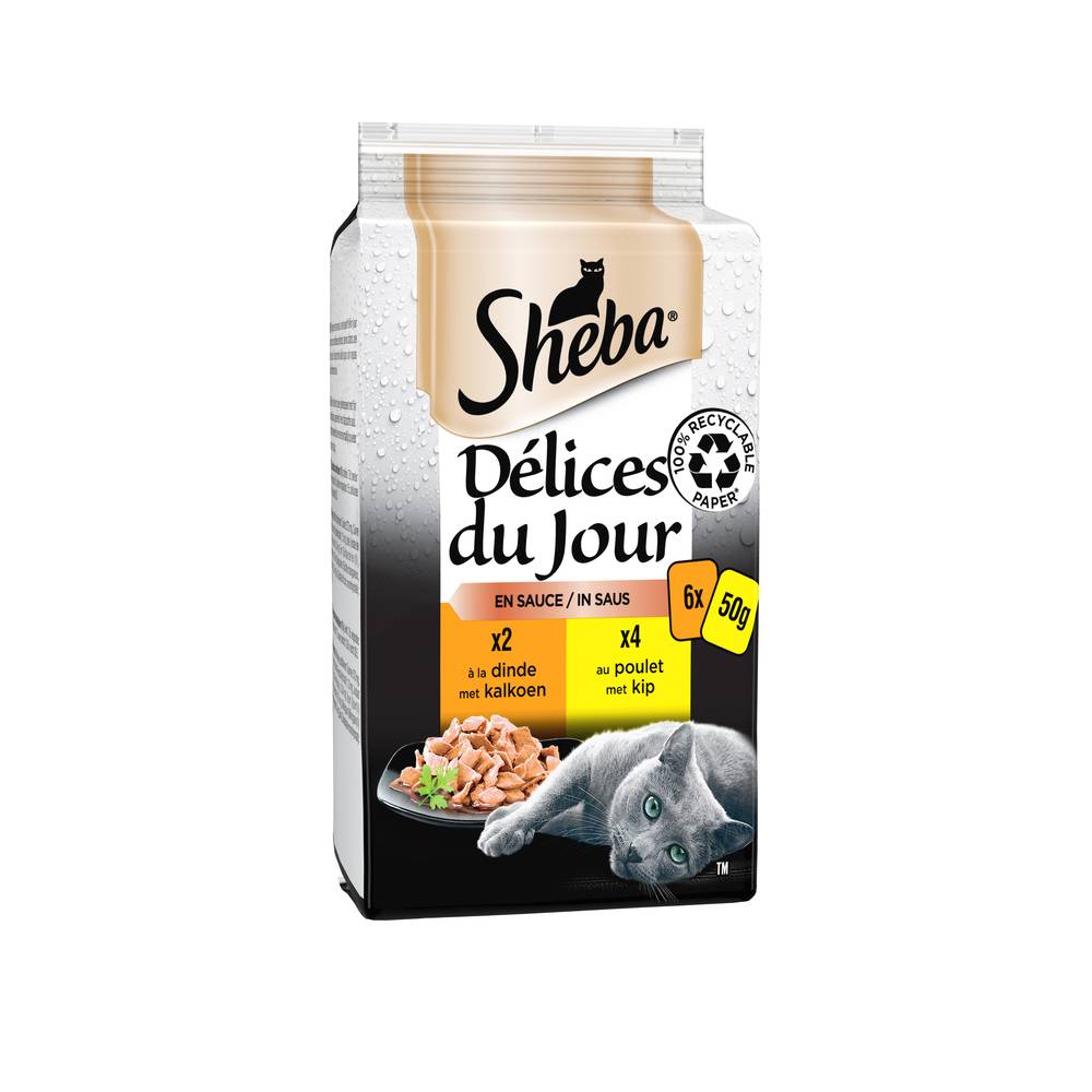 Sheba - Pâtée sauce chat adulte volaille 6x50g - SHEBA