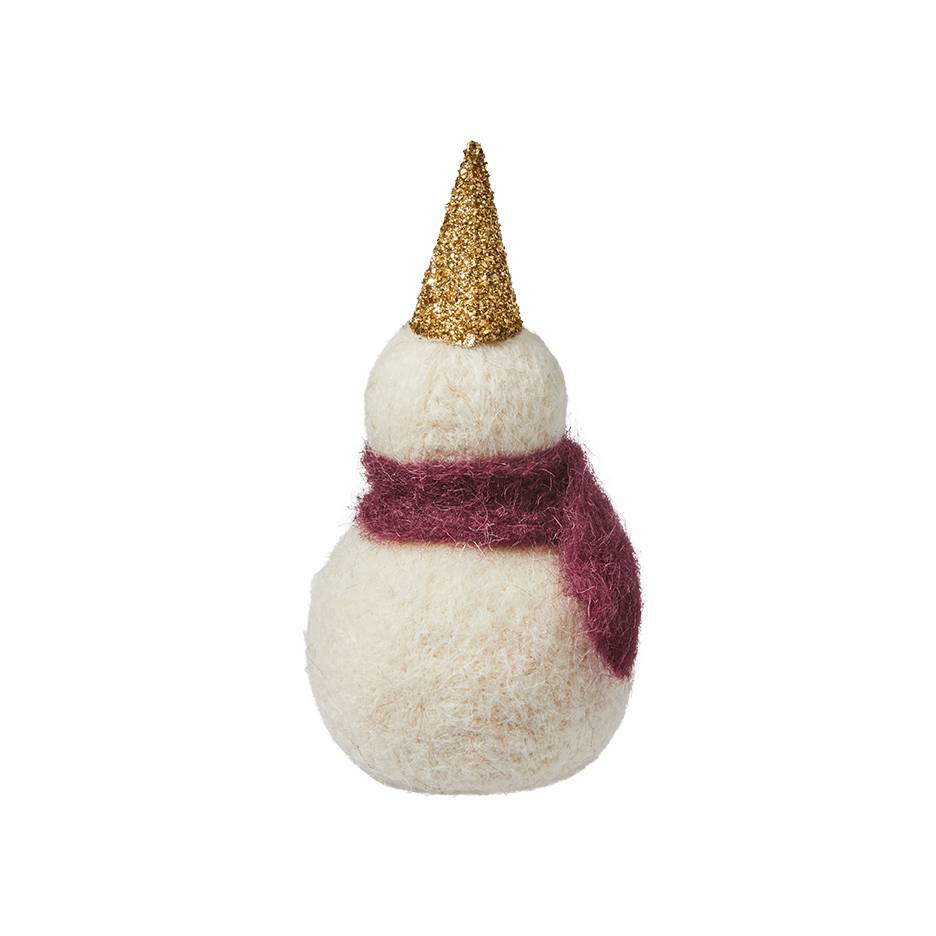 Bonhomme de neige avec écharpe bordeaux Ø7,5 x H14 cm - Image 2