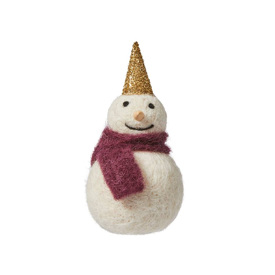 Muñeco de nieve con bufanda burdeos Ø7,5 x A14 cm - Imagen 1