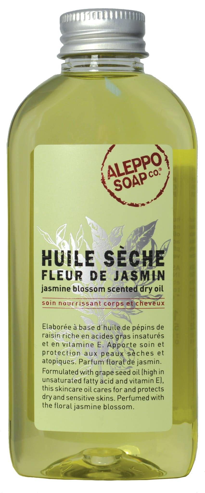 Aleppo Soap Co. - Huile sèche de pépin de raisin parfumée au jasmin 150 ml