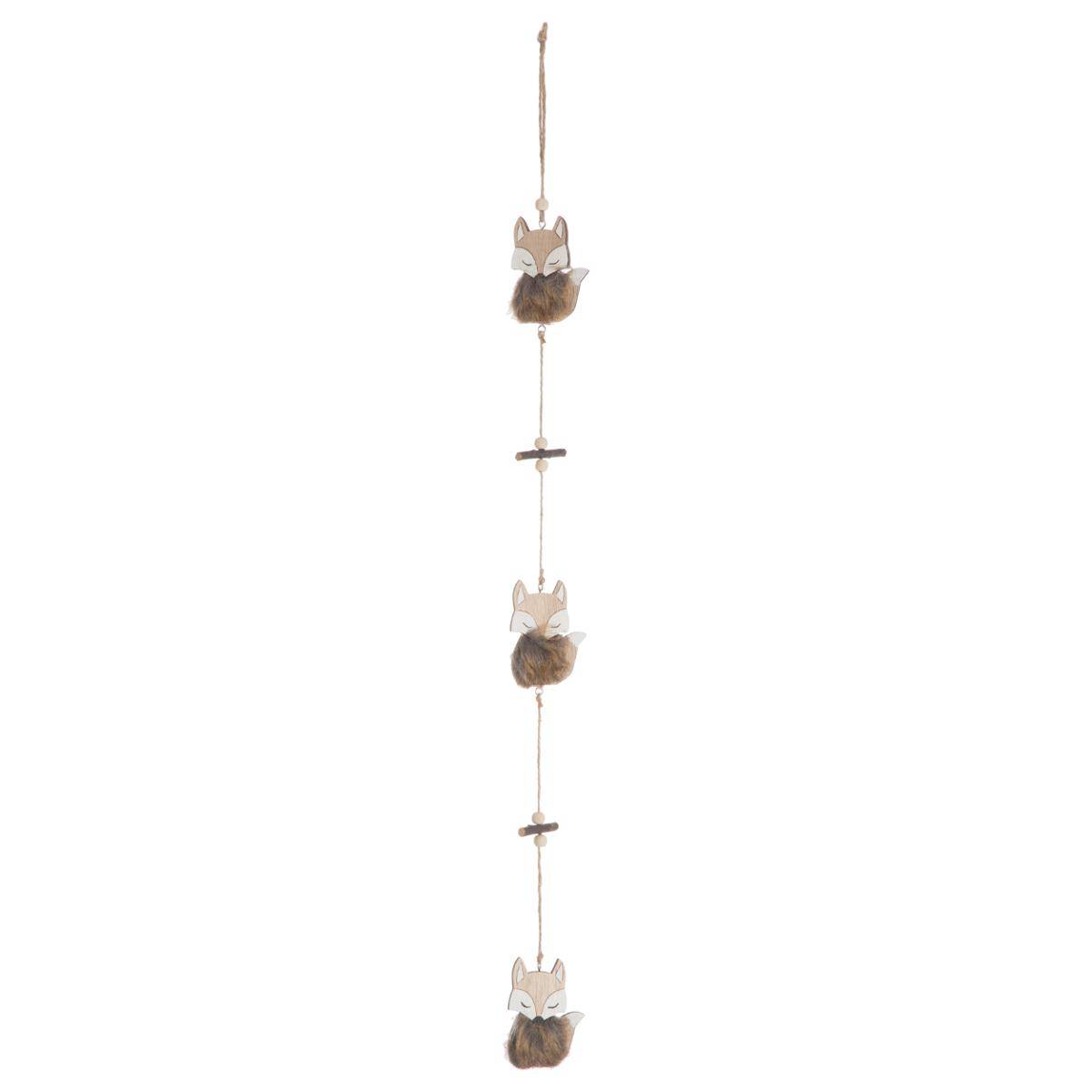 JJA - Guirlande en bois avec des renards H76 cm