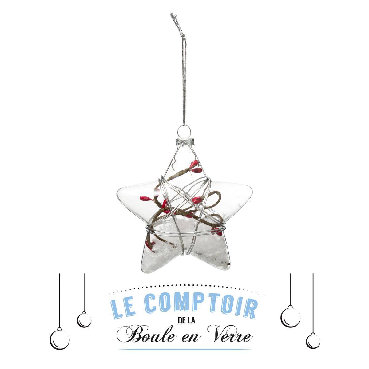 JJA - Suspension étoile transparente en verre H.11 cm