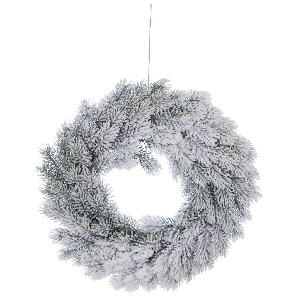 JJA - Couronne de branches verte floquée Ø40 cm