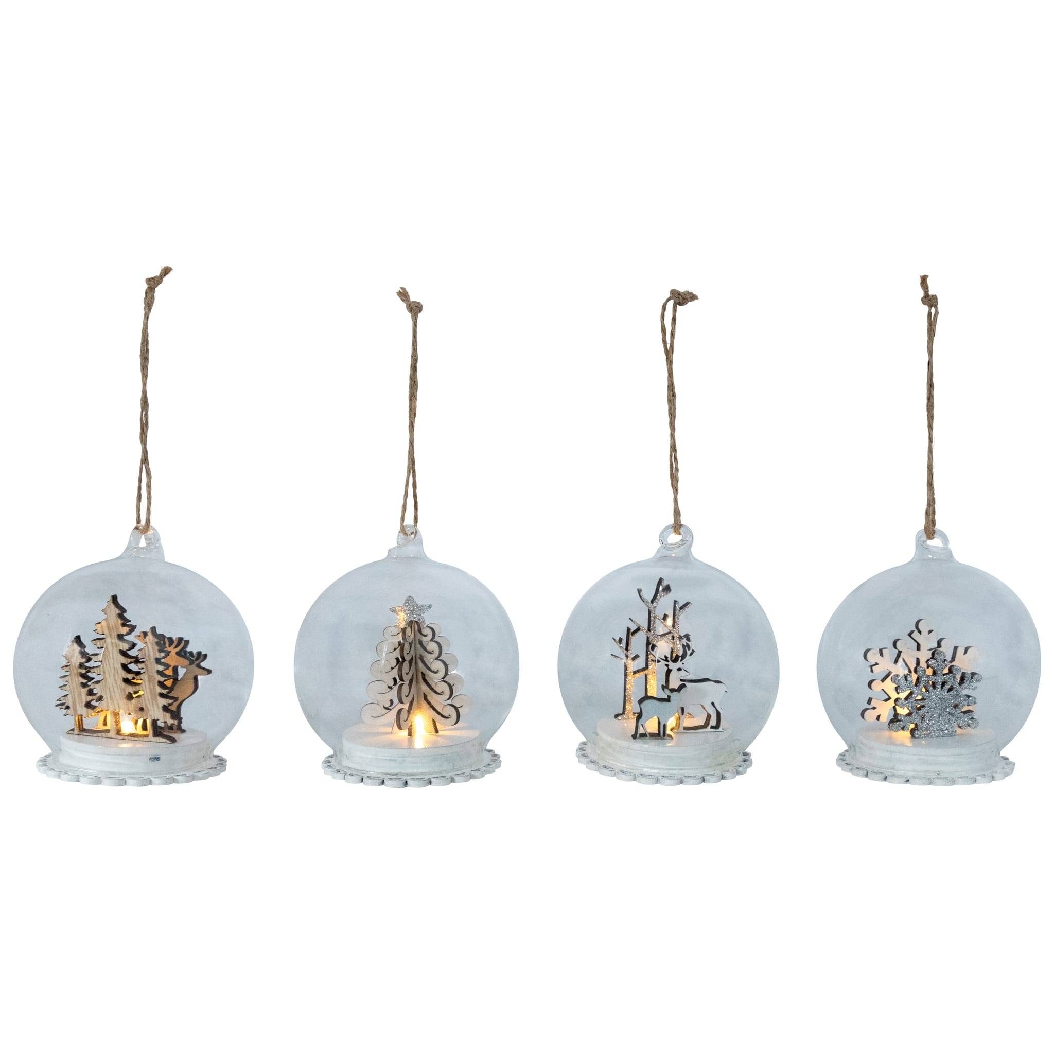 House of Seasons - Bola de Navidad de vidrio transparente con decoración de madera Ø.8 cm - Imagen 1