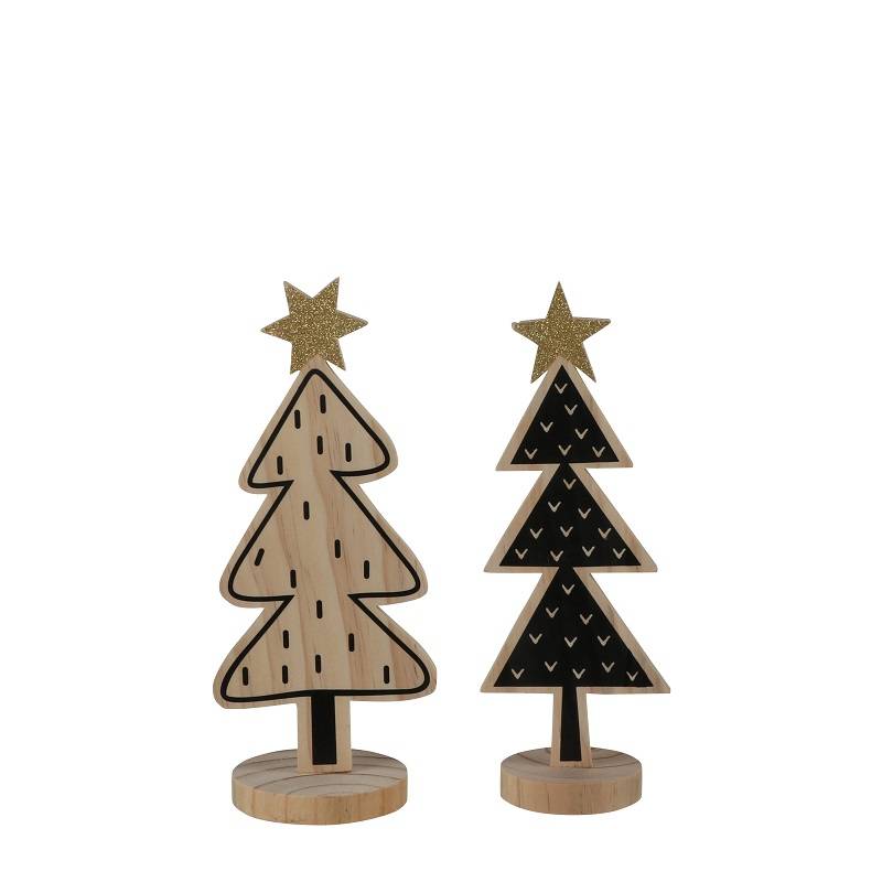 House of Seasons - Sapin de Noël en bois noir/marron avec étoile L.5 x l.9 x H.7 cm - Image 1