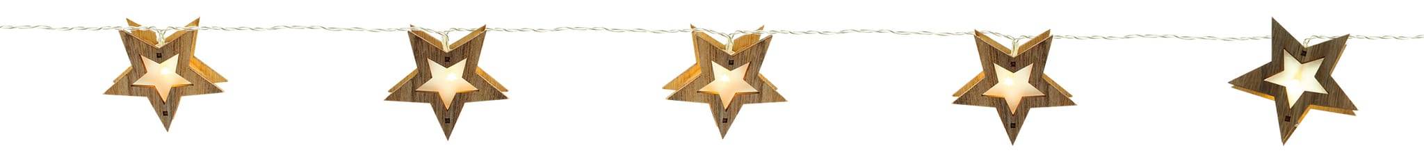 Blachere Illumination - Guirnalda LED con 10 decoraciones estrella de madera 1.8m - Imagen 1