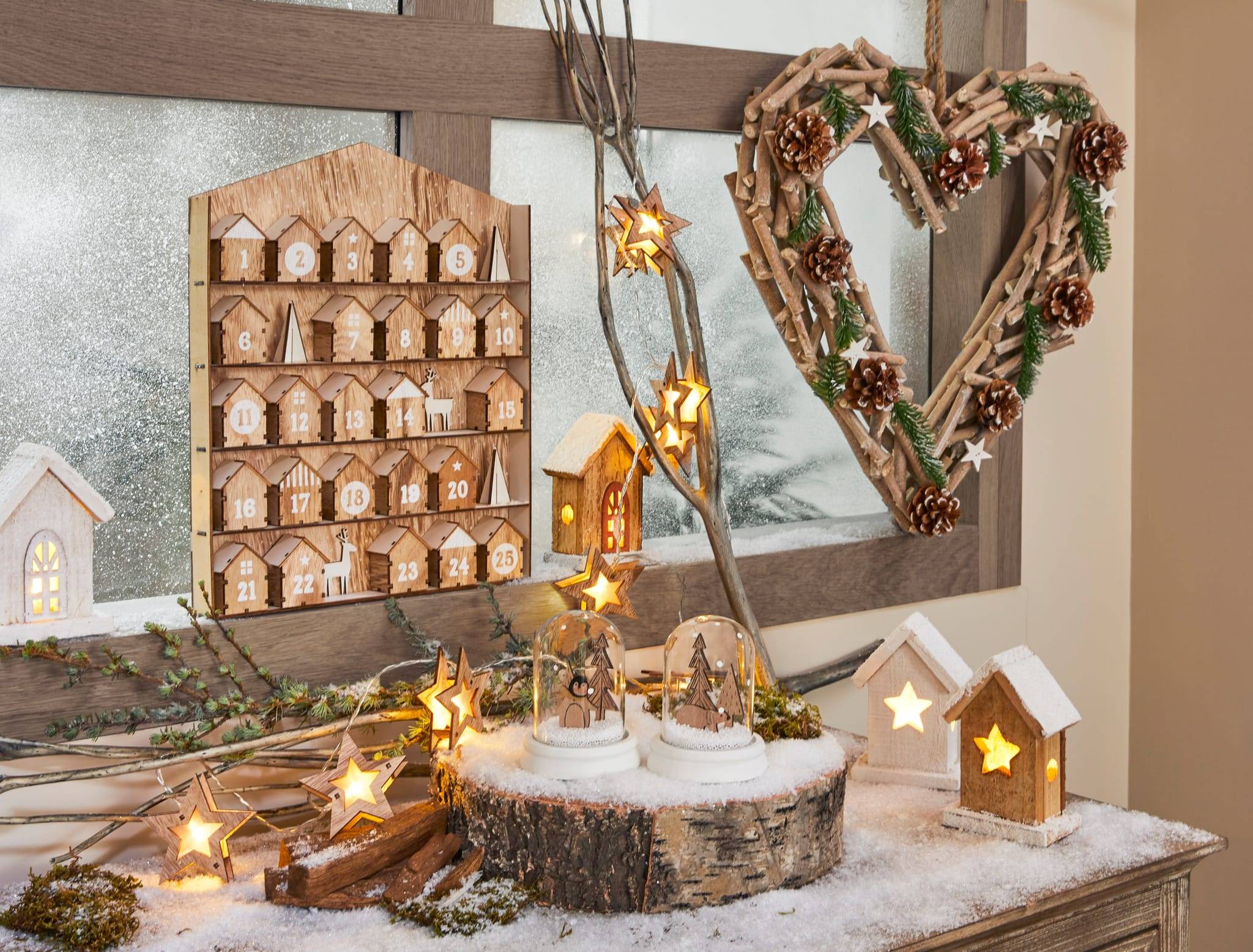 Blachere Illumination - Guirnalda LED con 10 decoraciones estrella de madera 1.8m - Imagen 3