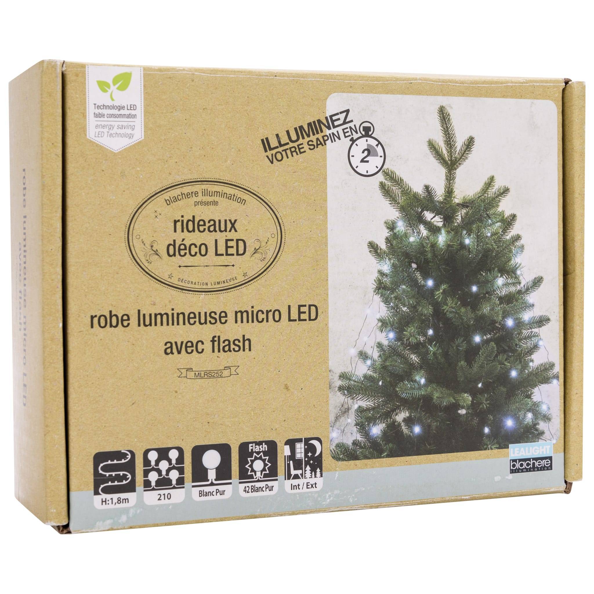 Blachere Illumination - Rideau pour sapin avec 210 micro LEDS Flash & 14 descentes H1,80m - Image 3