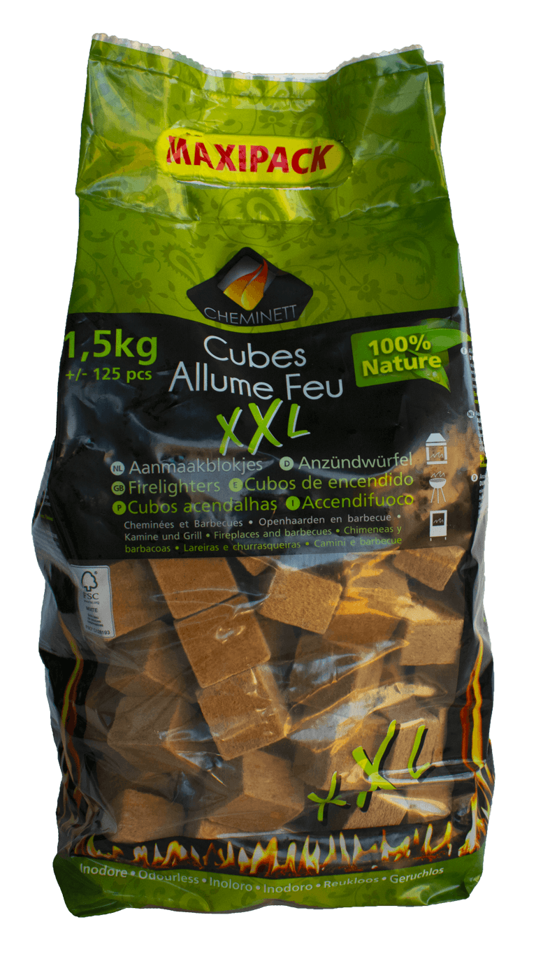 Cheminett - Cubes allume-feu XXL & 100% naturels - 1,5 Kg