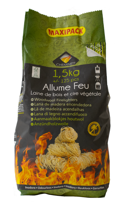 Cheminett - Allume feu Laine de Bois 100% Végétal - 1,5 Kg
