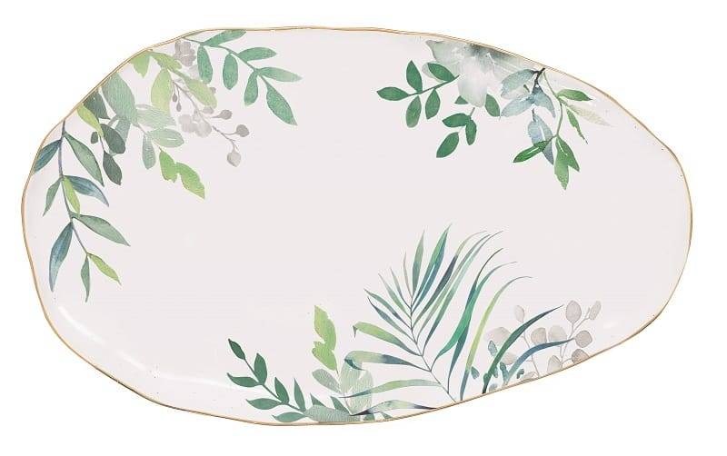 Easy life - Plat ovale Amazonia green en porcelaine L36 x l21,5 cm
