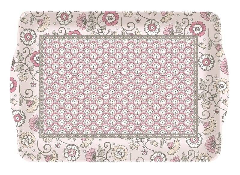 Easy life - Plateau Kalamkari pink en mélamine L33 x l22 cm