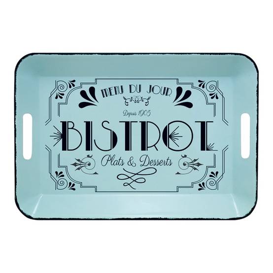 Enesco - Plateau Bistrot en métal vert L41 x l28 cm