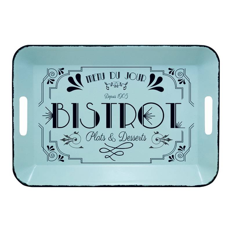 Enesco - Bandeja Bistrot de metal verde L41 x l28 cm