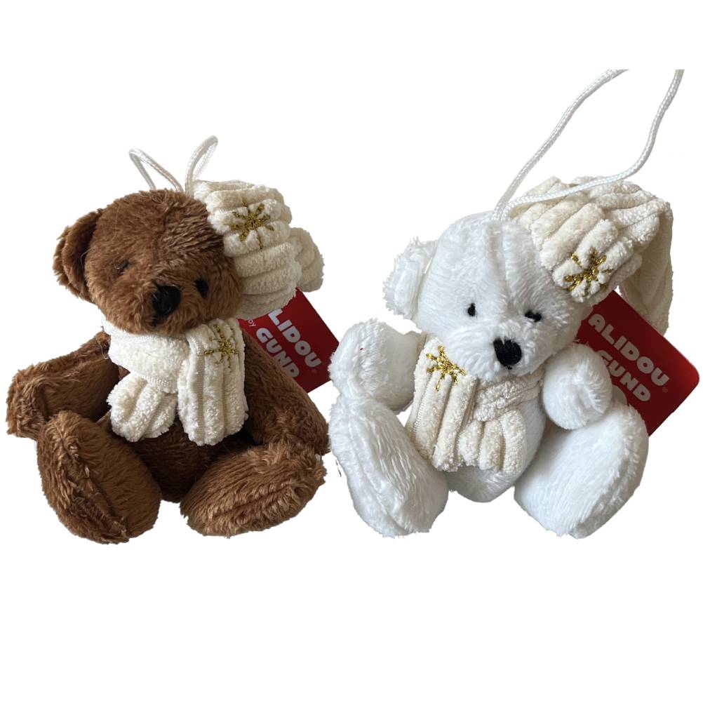 Peluches ours décoration sapin polyester beige H.8 cm - Imagen 2