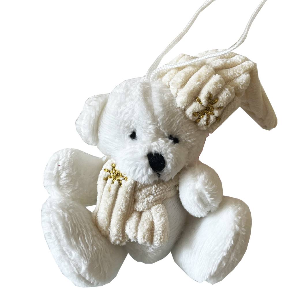 Peluches ours décoration sapin polyester beige H.8 cm - Imagen 3