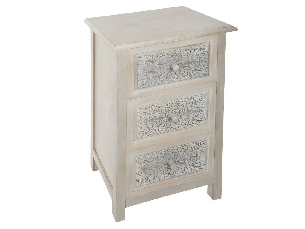 Commode 3 tiroirs bois blanc L 48 l 34 H 80 cm - ATMOSPHERA - Image 4