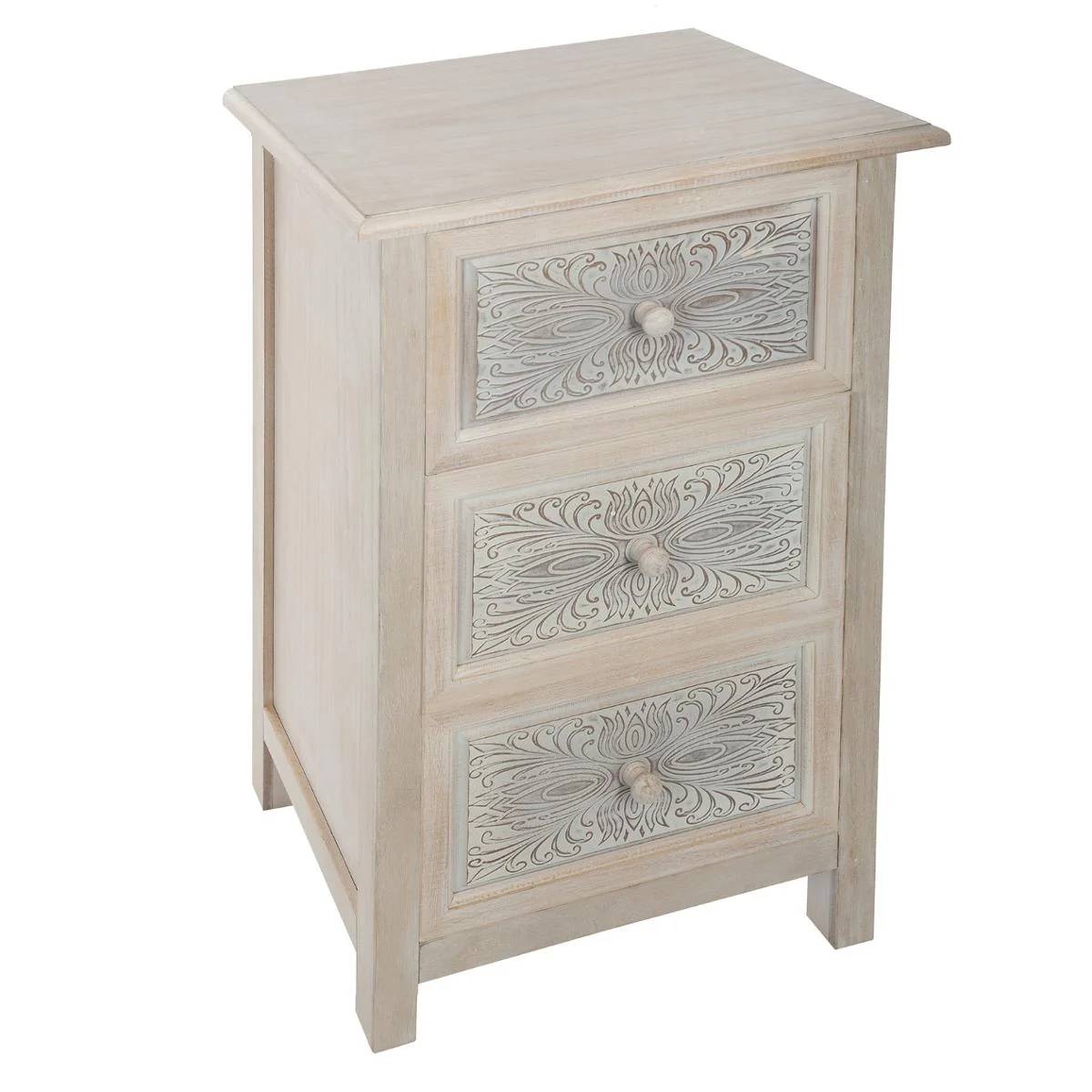 Commode 3 tiroirs bois blanc L 48 l 34 H 80 cm - ATMOSPHERA - Image 5