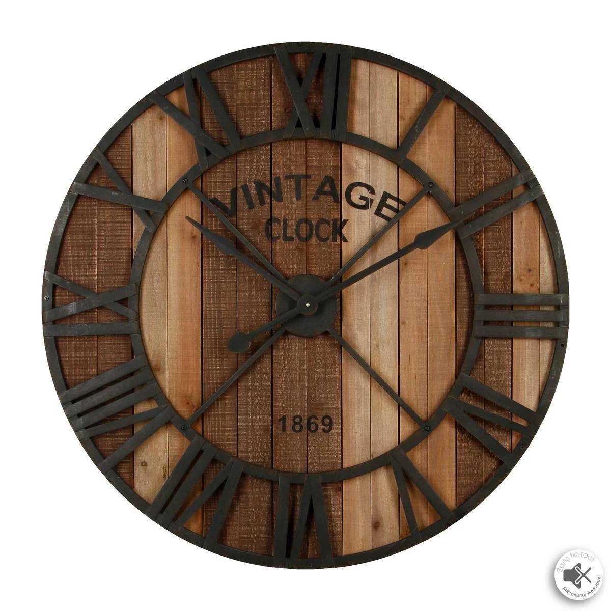 Horloge murale métal bois marron L 91,5 cm H 91,5 cm ATMOSPHERA - Imagen 5