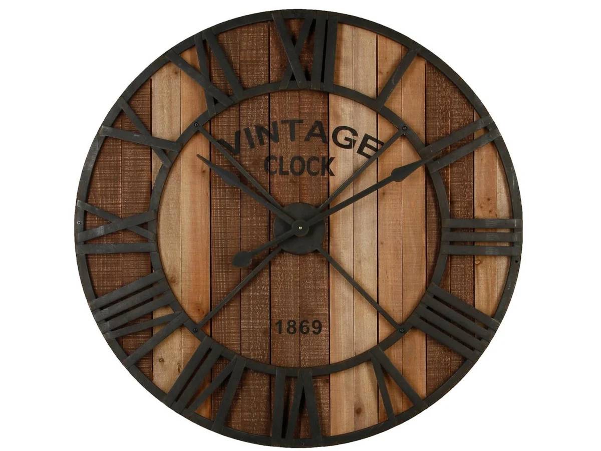 Horloge murale métal bois marron L 91,5 cm H 91,5 cm ATMOSPHERA