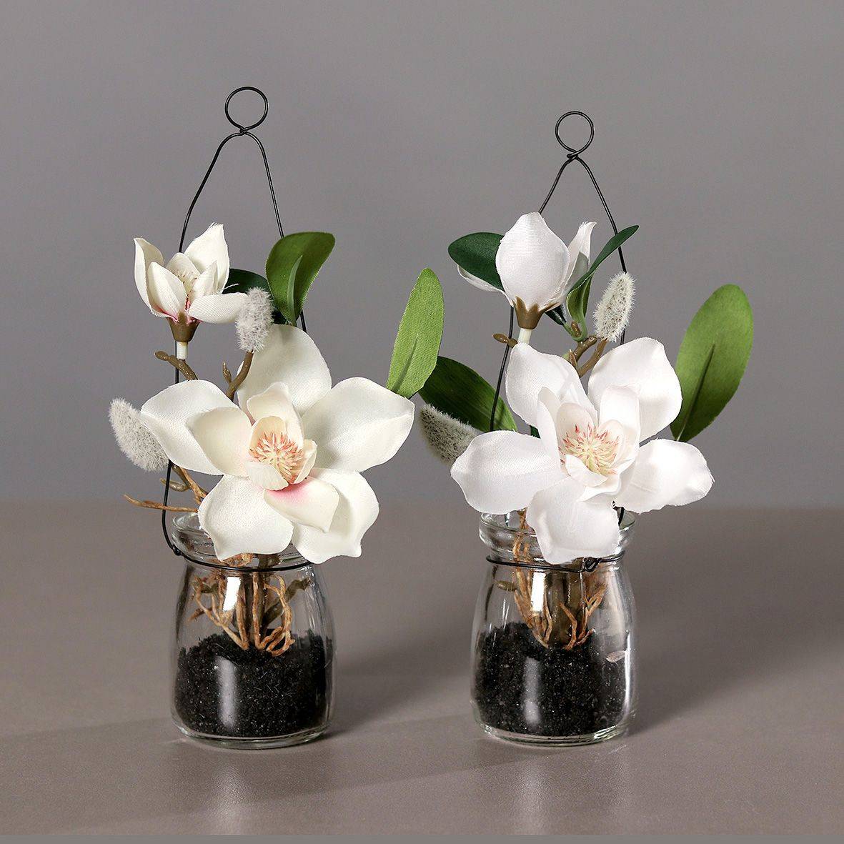 DPI - DPI - Magnolia avec verre assortissement artificielle H.18 cm