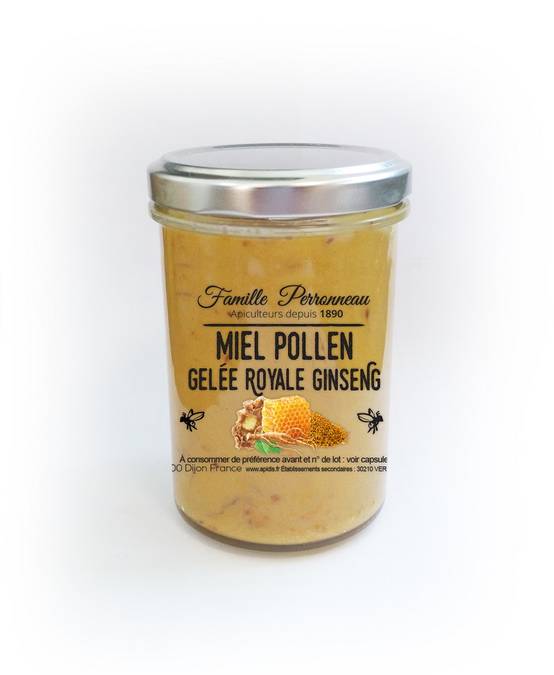 Famille Perronneau - Miel crémeux avec pollen / gelée royale et ginseng - 250 g