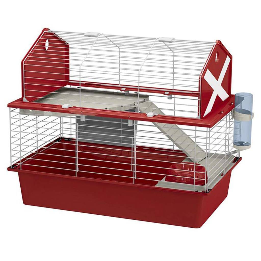 Clapier pour lapins métal et plastique rouge L.78 l.48 H.65 cm Barn 80 - Ferplast - Imagen 5