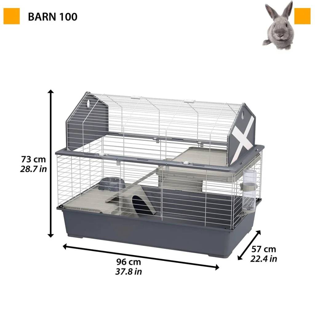 Clapier Barn 100 acier et plastique gris 96x57x73 cm – FERPLAST - Imagen 3