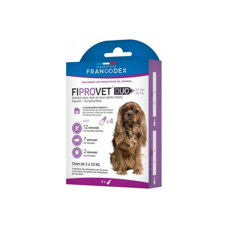 FIPROVET DUO 67 mg/20 mg - Solution pour spot-on petit chien x4 - Image 4