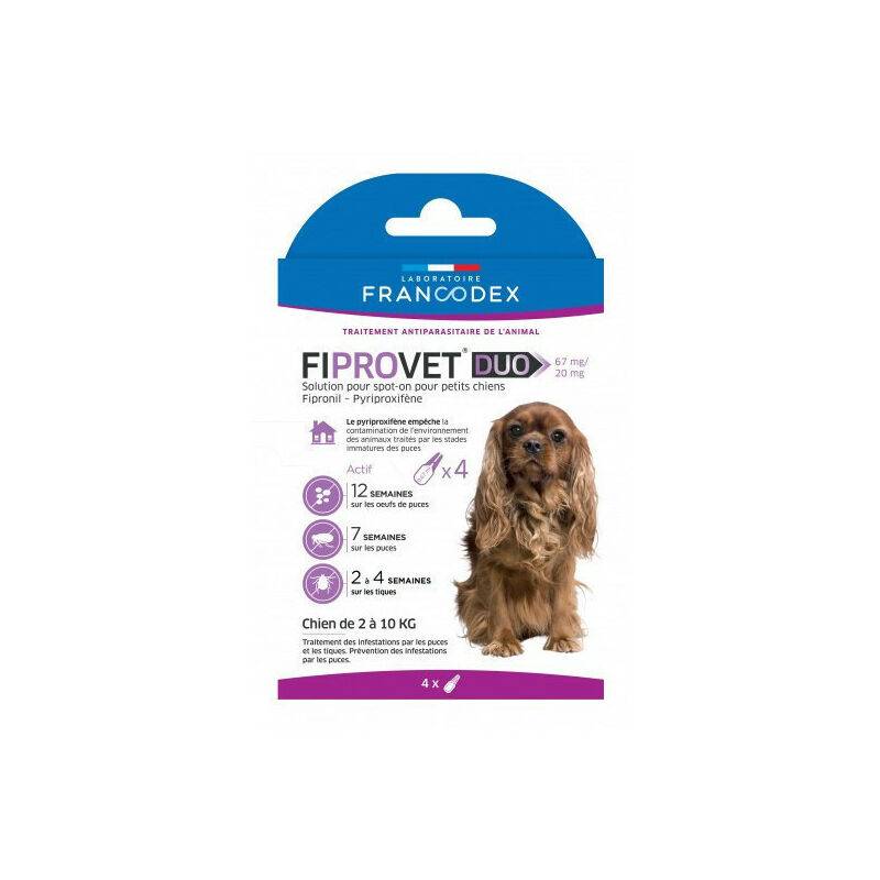 FIPROVET DUO 67 mg/20 mg - Solution pour spot-on petit chien x4 - Image 2