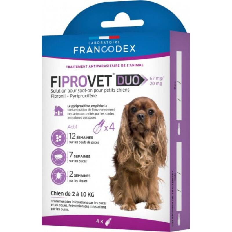 FIPROVET DUO 67 mg/20 mg - Solution pour spot-on petit chien x4 - Image 3