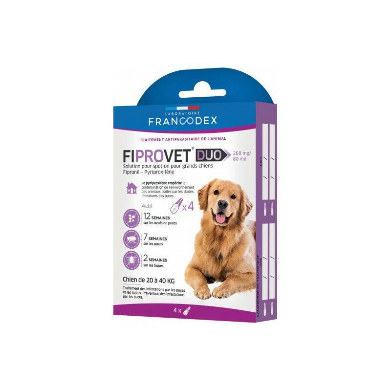 FIPROVET DUO 268 mg/241,2 mg - Solution pour spot-on grand chien x4 - Imagen 3