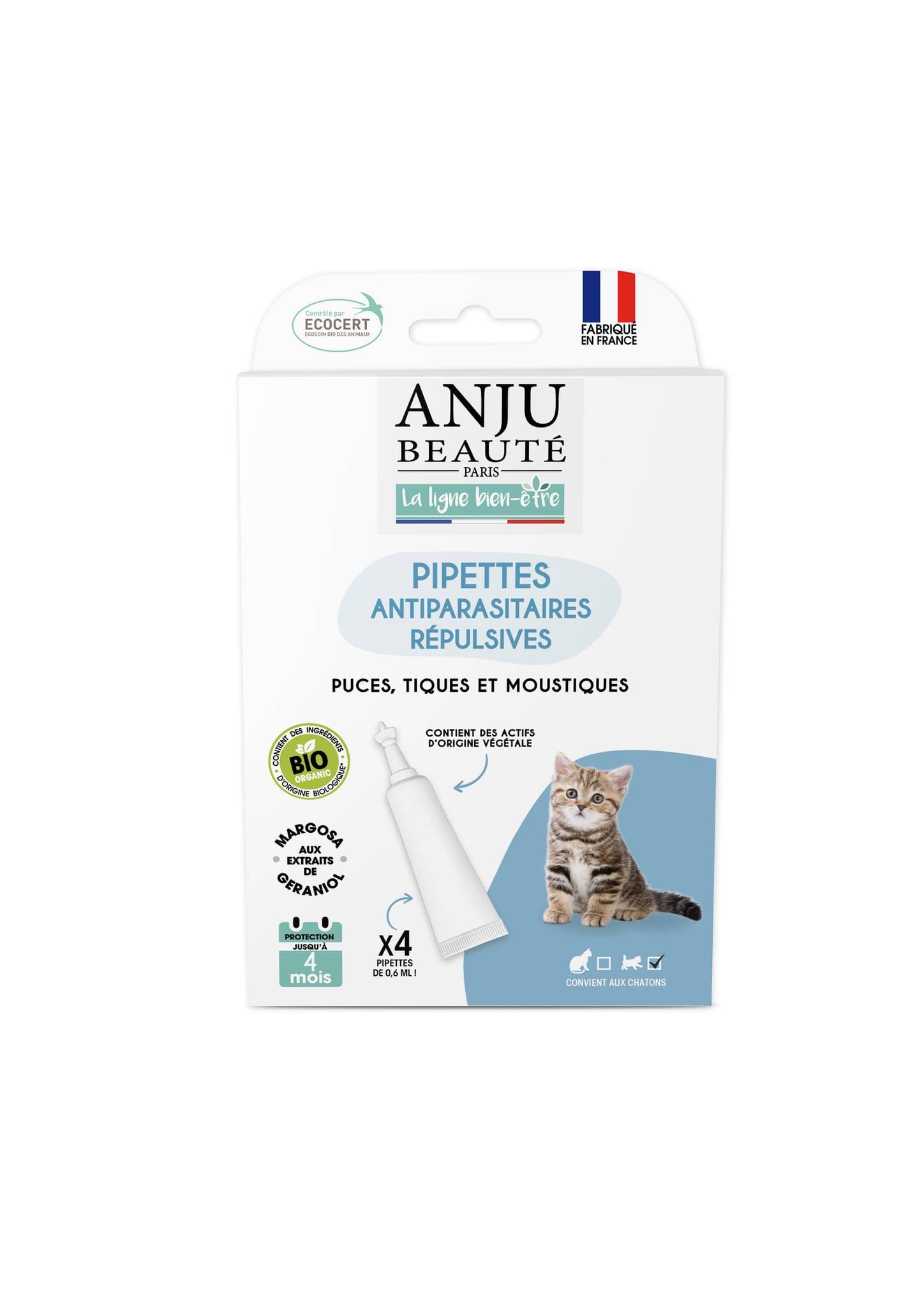 Anju Beaute - Pipette Insectifuge Chaton Ecosoin Bio x 4 - Imagen 1