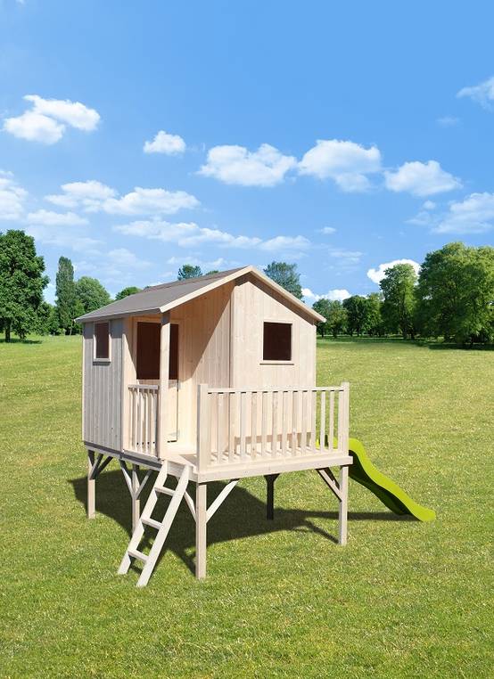 Cabane en bois Sixtine avec toboggan L.3,56 x l.2,32 x H.2,62 m - Image 2