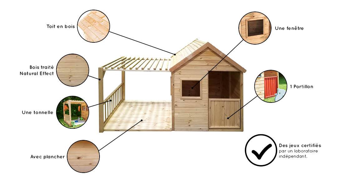 Maisonnette Margot pour enfant L.2,34 x l.1,19 x H.1,58 m - Image 2