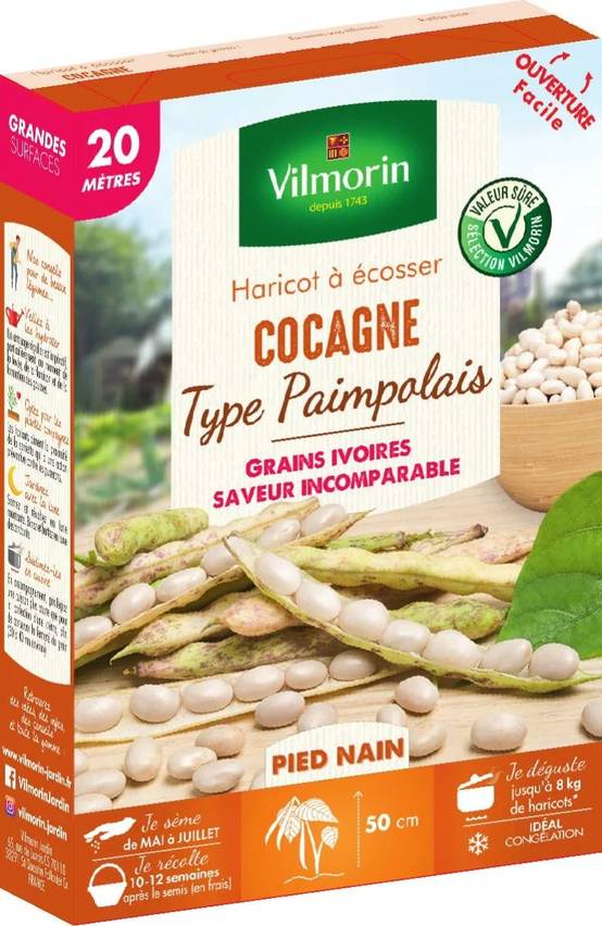 Vilmorin - Haricot cocagne type paimpolais série 20m sachet graines 198 g - Vilmorin - Image 1