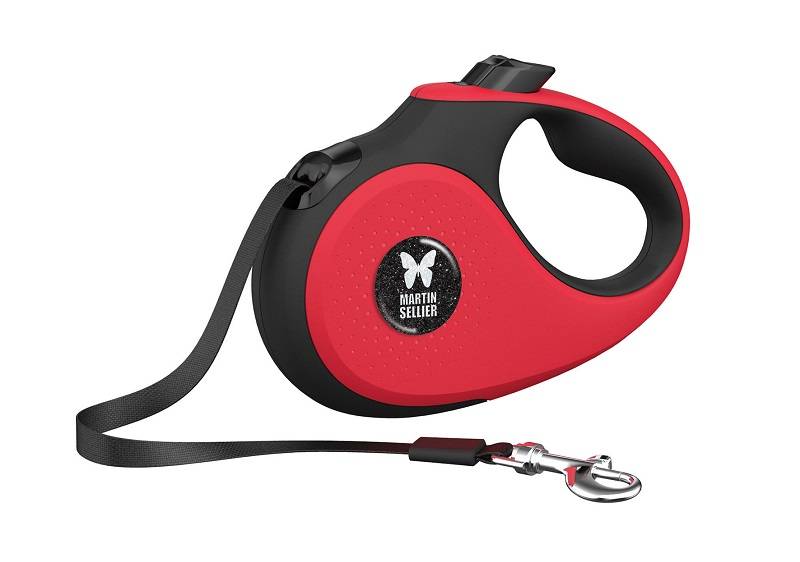Martin Sellier - Laisse retractable sangle rouge - MARTIN SELLIER