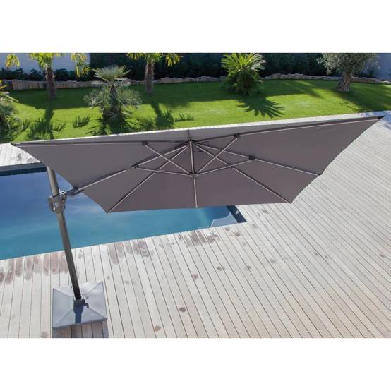 Pro Loisirs - Parasol déporté - orientable à rotation 360° Aluminium Taupe 3m - Image 6