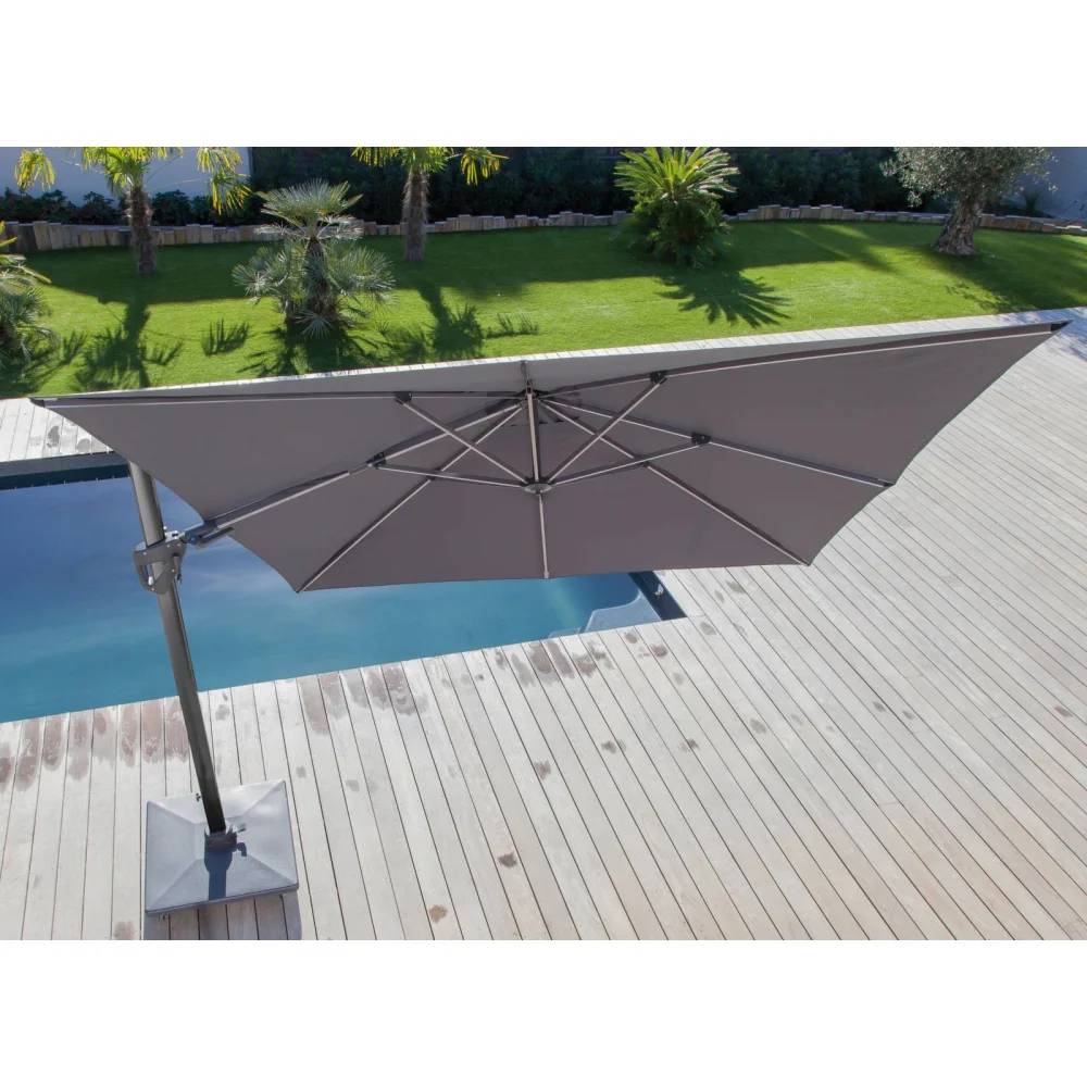 Pro Loisirs - Parasol déporté - orientable à rotation 360° Aluminium Taupe 3m - Image 6