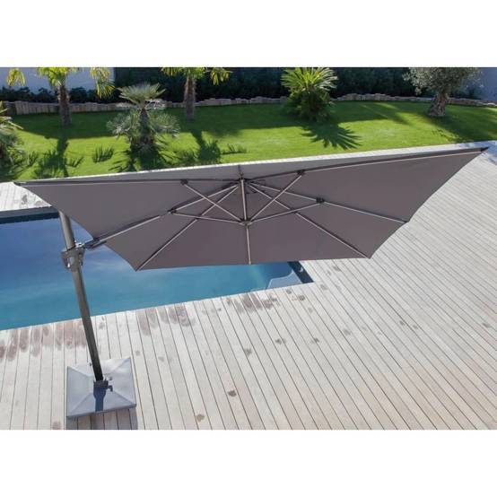 Pro Loisirs - Parasol déporté - orientable à rotation 360° Aluminium Taupe 3m - Image 2