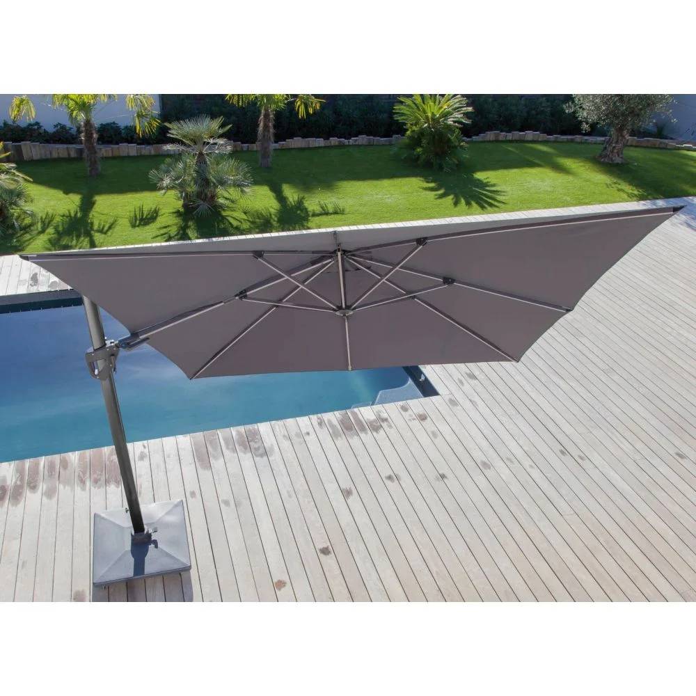 Pro Loisirs - Parasol déporté - orientable à rotation 360° Aluminium Taupe 3m - Image 2