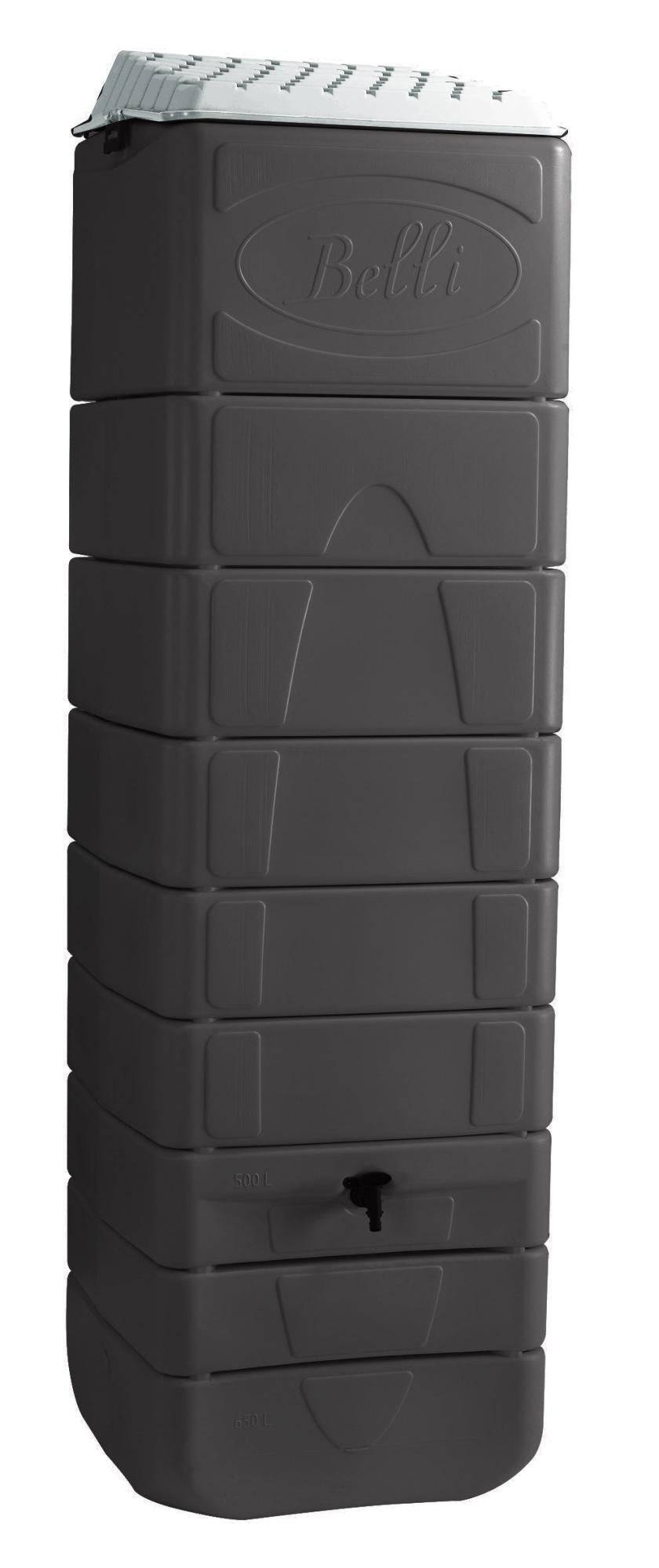 Belli - Récupérateur d'eau de pluie 650L mural couvercle, robinet et collecteur inclus Gris - BELLI - Image 4