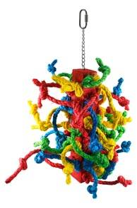United Bird - Jouet pour oiseau en bois et cordes multi-couleurs