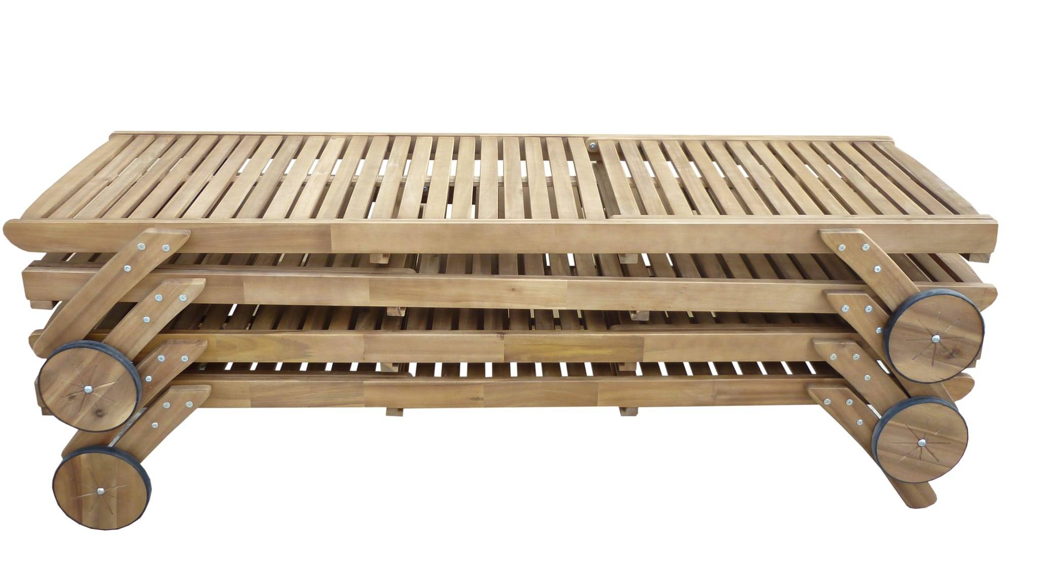 Bain de soleil en acacia L.195 x l.71 x H.33 cm - Image 12