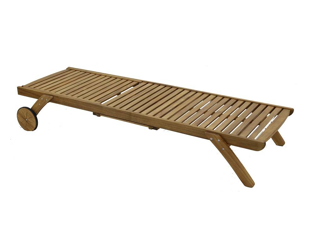 Bain de soleil en acacia L.195 x l.71 x H.33 cm - Image 14