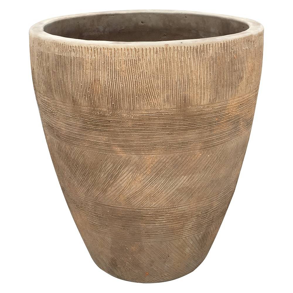 Pot rond en terre cuite finition antique - Ø.21 x H.30 cm